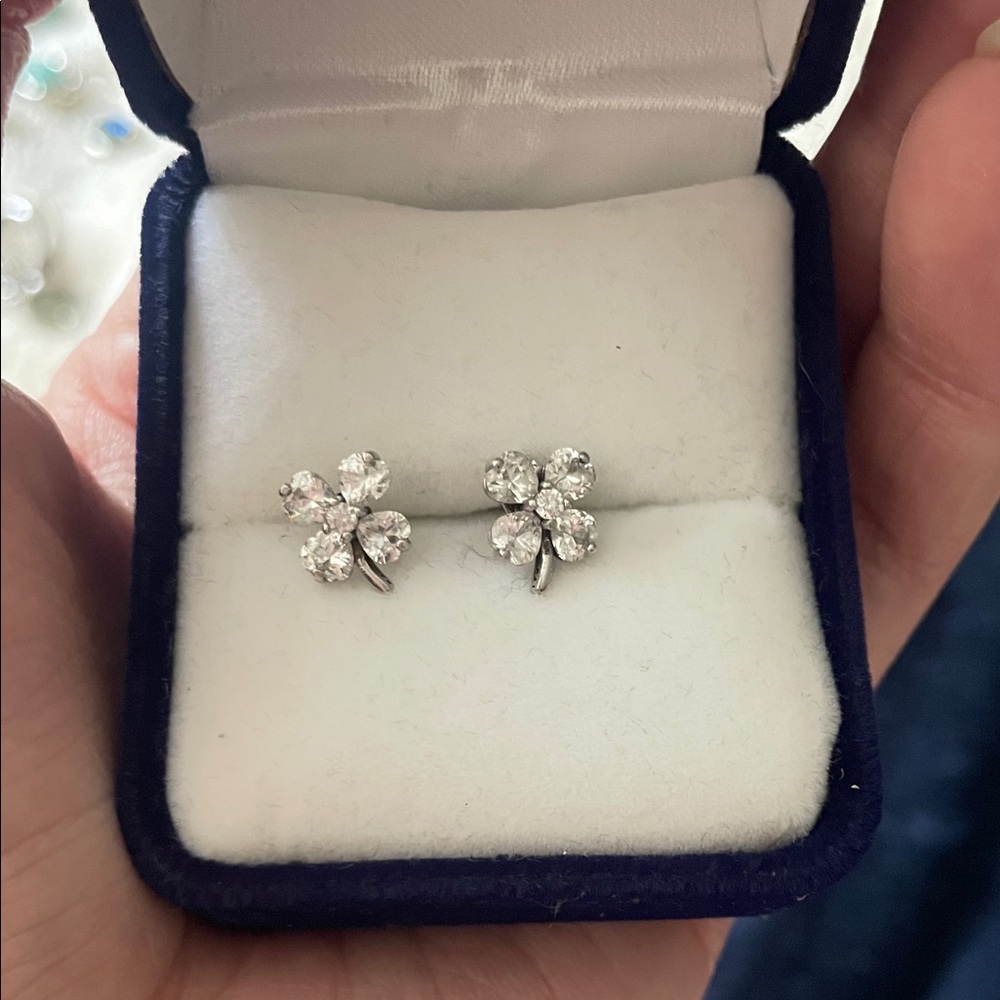 Elegant Sterling Silver CZ Flower Stud Earrings